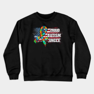 Autism Awareness T-Shirt Pround Autism Uncle Vintage USA Flag Gift Crewneck Sweatshirt